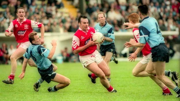 Stefan White in action against Dublin in the 1995 Leinster Senior Football Championship.