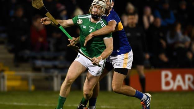 Cian Lynch of Limerick in action against John McGrath of Tipperary during the Allianz Hurling League Division 1 Group A Round 1 match between Tipperary and Limerick at Semple Stadium in Thurles, Tipperary. 