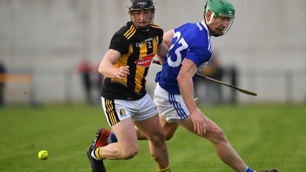 Mickey Butler, Kilkenny, and Ross King, Laois, in Walsh Cup action.