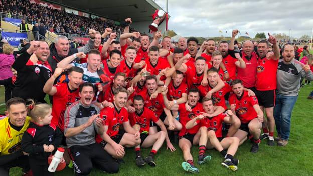 Tattyreagh celebrate winning the 2018 Tyrone Intermediate Football Championship at Healy Park, Omagh.