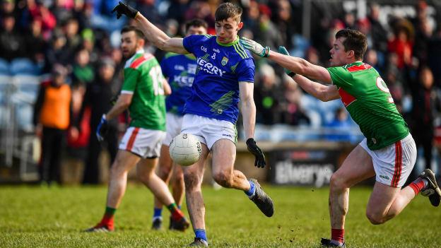 Diarmuid O'Connor, Kerry, and Stephen Coen, Mayo, in Allianz Football League action in 2020.