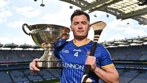 Longford's John Casey pictured with the Lory Meagher Cup at Croke Park. Photo by Sam Barnes/Sportsfile