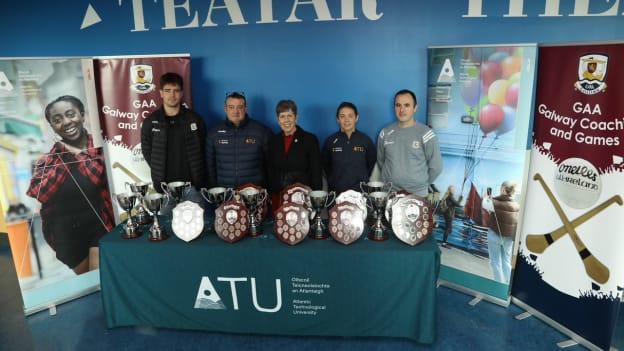 The Atlantic Technological University Galway is sponsoring a number of Post Primary Gaelic Football competitions in the west. Pictured are Galway captain Seán Kelly, ATU Galway Gaelic Games development officer Damian Curley, Orla Flynn, ATU President, Molly Dunne, ATU sports development officer, and Dennis Carr, Galway GAA coaching & games manager.