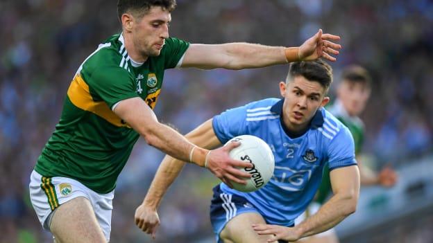 Paul Geaney and David Byrne during the 2019 All Ireland SFC Final replay at Croke Park.