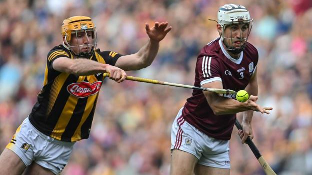 Daithí Burke, Galway, and Billy Ryan, Kilkenny, during the Leinster SHC Final at Croke Park.