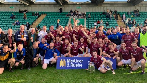 St. Gabriels players celebrate after victory over Robert Emmetts in the London SHC Final. 