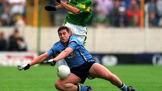 Eoin Brosnan, Kerry, and Johnny Magee, Dublin, during the 2001 All Ireland SFC Quarter-Final at Semple Stadium.