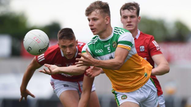 Rory Egan, Offaly, and Cork's Colm Walsh and Michael O'Nell in EirGrid All Ireland U20 semi-final action.
