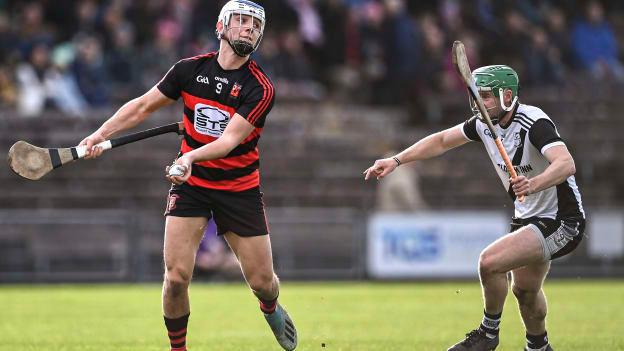 Paddy Leavy, Ballygunner, and Cian Darcy, Kilruane McDonagh's, in AIB Munster Club SHC action at Walsh Park.