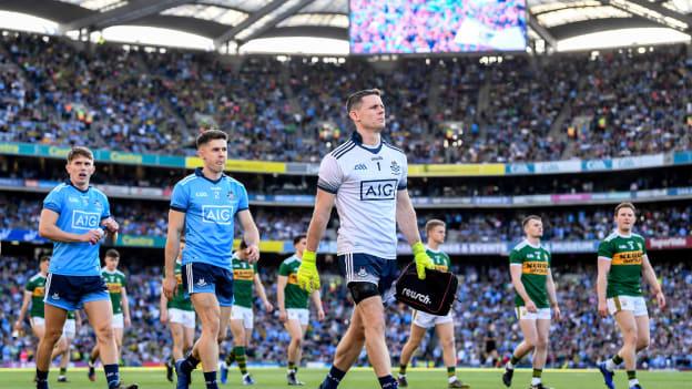 Stephen Cluxton leads the Dublin team on the pre match parade before the All Ireland SFC Final replay.