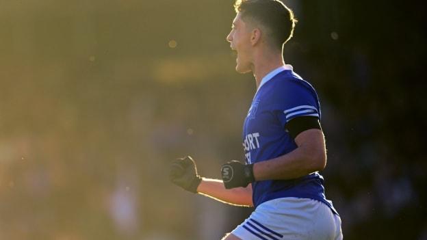 Naomh Conaill's Ethan O'Donnell celebrates at MacCumhaill Park. Photo by Ramsey Cardy/Sportsfile