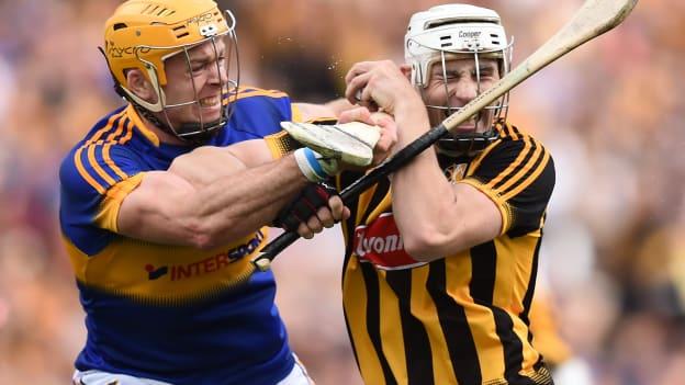 Tipperary's Pádraic Maher tackles Kilkenny's Liam Blanchfield during the 2016 All-Ireland SHC Final. 