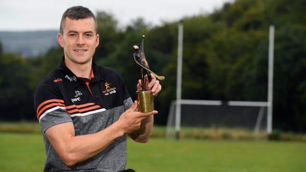 Jamie Barron of Waterford with his PwC GAA GPA Hurler of the Month award for July pictured at his home club The Nire Fourmilewater in Ballymacarbry. 