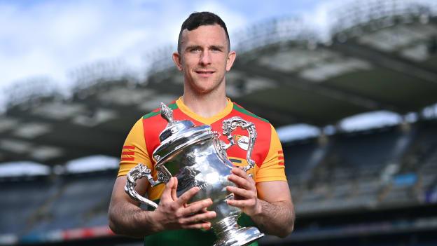 Carlow's Darragh Foley pictured with the Tailteann Cup.