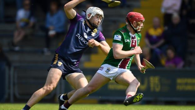 Rory O'Connor, Wexford, and Darragh Egerton, Westmeath, in Leinster SHC action. Photo by Daire Brennan/Sportsfile