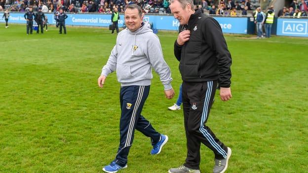 Davy Fitzgerald and Mattie Kenny following the 2019 Leinster Senior Hurling Championship clash at Parnell Park.
