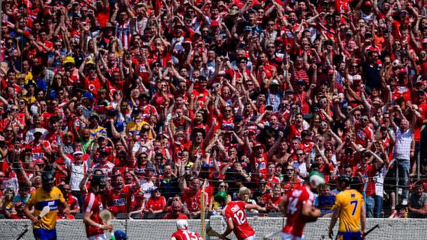 Cork supporters celebrate after Luke Meade scores a vital goal for the Rebels in the Munster SHC Final. 