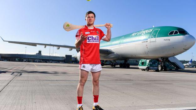 Daniel Kearney of Cork was at Dublin Airport this morning where Aer Lingus, in partnership with the GAA and GPA, unveiled the one-of-a-kind customised playing kit for the Fenway Hurling Classic which takes place at Fenway Park in Boston on November 18th. 