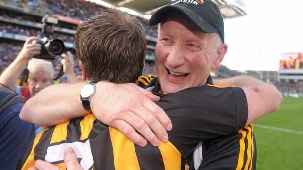 Brian Cody embraces JJ Delaney after Kilkenny's victory over Tipperary in the 2011 All-Ireland SHC Final. 