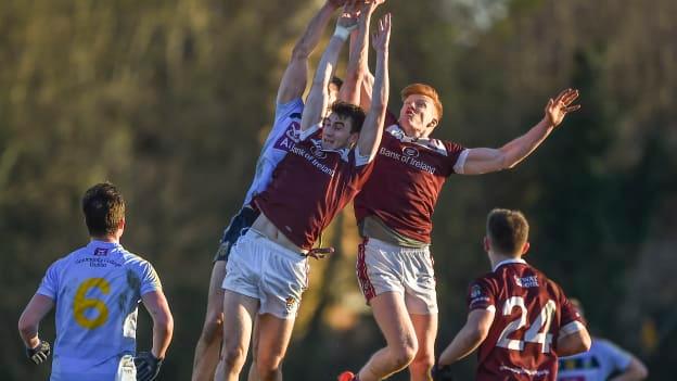 NUIG's Enda Tierney and Peter Cooke and UCD's Jack Barry in action during the 2018 Electric Ireland Sigerson Cup final.