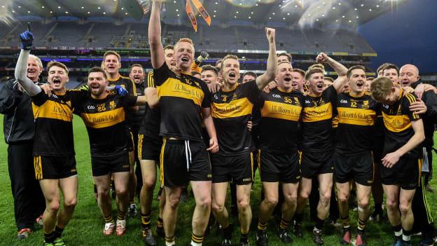 Dr Crokes captain, Johnny Buckley, and his team-mates celebrate after victory over Slaughtneil in the 2017 AIB All-Ireland Club SFC Final. 