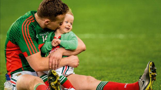 Andy Moran pictured on the Croke Park pitch with his daughter Charlotte after the 2016 All-Ireland SFC Final defeat to Dublin. 