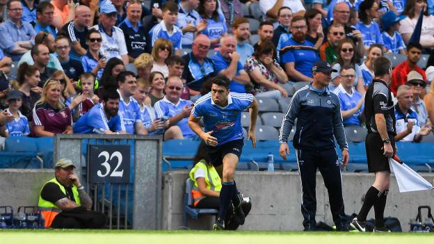 Bernard Brogan comes on as a sub for Dublin in last year's All-Ireland SFC Quarter-Final round-robin clash with Roscommon just five and a half months after rupturing his cruciate ligament. 