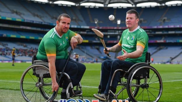 GAA International Wheelchair representative team team captain Pat Carty, right, and vice-captain, James McCarthy, pictured in Croke Park at the announcement of the first ever GAA International Wheelchair representative team.