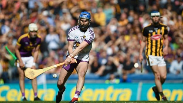 Wexford's Mark Fanning fires home a penalty during the Leinster GAA Hurling Senior Championship Final. 
