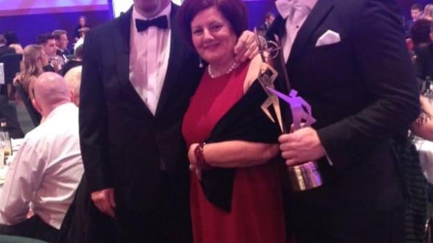 Ciarán Kilkenny pictured with his father John and mother Mary at the 2015 All-Stars Awards. 