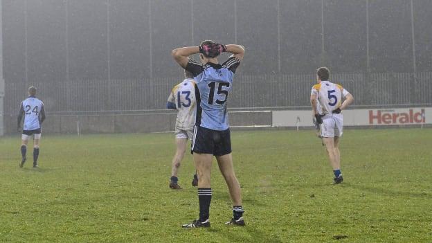 Ciarán Kilkenny watches in despair as his late free against Longford in the 2013 Leinster U-21 Quarter-Final drifts wide. 