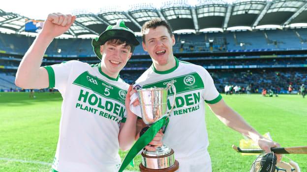 Shefflin, left, with TJ Reid following Ballyhale Shamrock's All Ireland Club SHC triumph at Croke Park on St Patrick's Day.