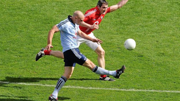Canty challenges Dublin's Eoghan O'Gara during the All-Ireland SFC semi-final.