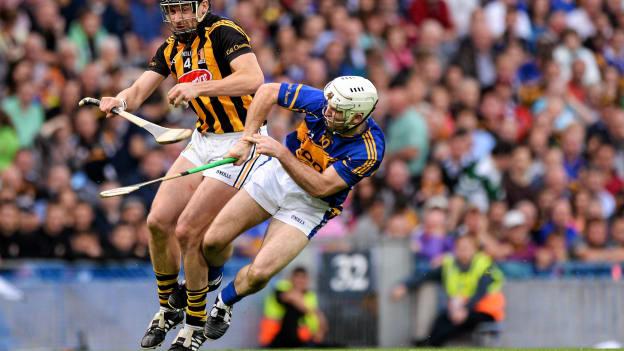 Jackie Tyrrell, Kilkenny, in action against Gearóid Ryan, Tipperary, in the 2014 GAA Hurling All Ireland Senior Championship Final Replay.
