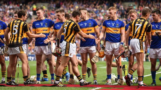The Tipperary and Kilkenny players shake hands before the 2016 All-Ireland SHC Final. 