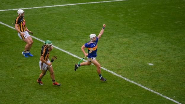 O’Meara celebrates after scoring his side's first goal against Kilkenny.