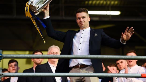 Tipperary's Pádraic Maher celebrates with the Liam MacCarthy Cup at their team homecoming in Semple Stadium following victory over Kilkenny in the 2019 All-Ireland SHC Final. 
