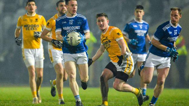 Eunan Doherty of Naomh Conaill in action against Conor Doyle of Clontibret during the AIB Ulster GAA Football Senior Club Championship Semi-Final at Healy Park in Omagh.