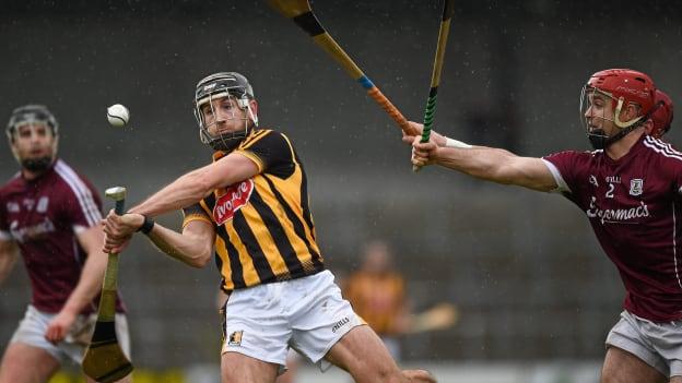 Paul Hoban in action for Galway against Kilkenny's Conor Fogarty in the 2016 Allianz Hurling League. 