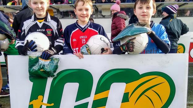Walterstown GFC's 100 Touch Challenge finalists: Aoife Barry, representing Lismullen NS, James Lusk from St Anne's NS in Navan and Sean O'Brien from Are Ri NS. 