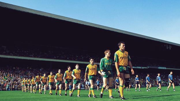 The Donegal and Dublin teams before the 1992 All Ireland SFC Final at Croke Park.