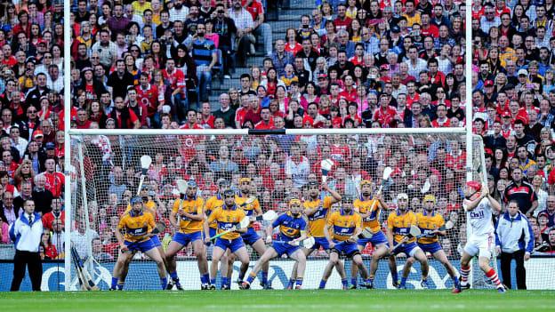 Anthony Nash perpares to blast the ball to the Clare net in the 2013 All-Ireland SHC Final replay. 