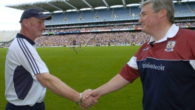 Brian Cody and Conor Hayes shake hands following the 2005 All Ireland SHC Semi-Final at Croke Park.