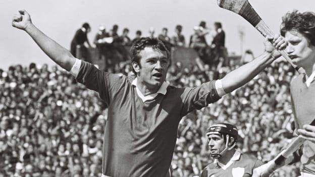 Jimmy Barry-Murphy celebrates after scoring a point against Limerick in the 1983 Munster SHC. 