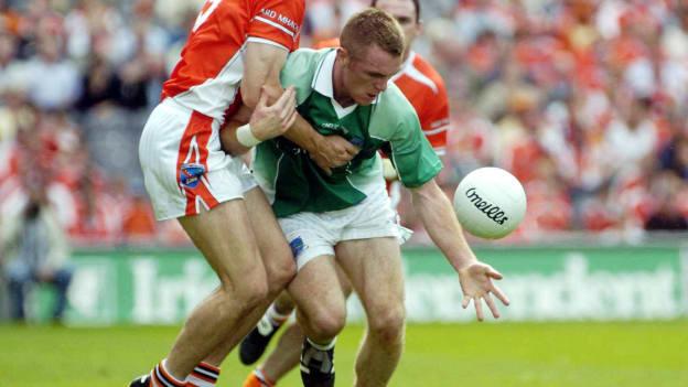 Fermanagh's Marty McGrath in action against Armagh's Paul McGrane in the 2004 All-Ireland SFC Quarter-Final in Croke Park. 