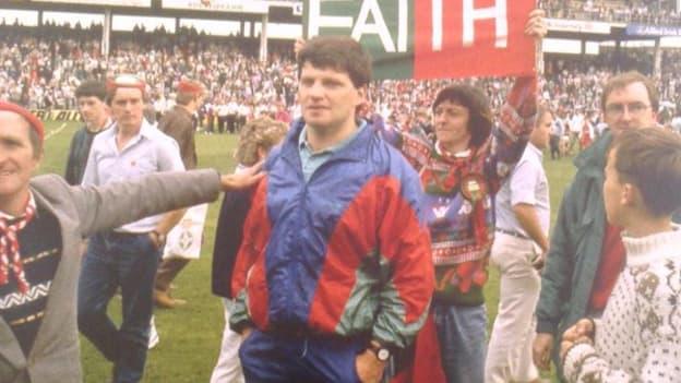 Mayo manager John O'Mahony pictured after defeat to Cork in the 1989 All-Ireland SFC Final. 