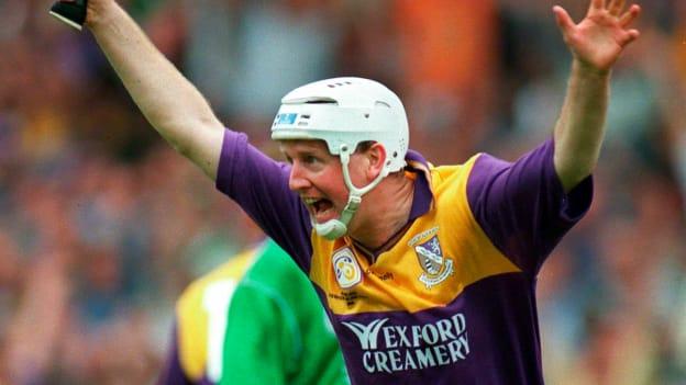 Tom Dempsey celebrates after scoring a goal in the 1996 All Ireland SHC Final for Wexford against Limerick.