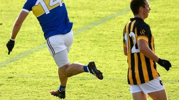 Aidan Forker of Maghery Seán MacDiarmada celebrates after scoring his side's third goal during the Armagh County Senior Football Championship Final match between Crossmaglen Rangers and Maghery Seán MacDiarmada at the Athletic Grounds in Armagh.