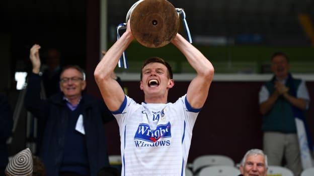 St Loman's Mullingar captain John Heslin lifts the trophy following his side's victory in the Westmeath County Senior Football Championship Final match between Tyrrelspass and St Loman's Mullingar at TEG Cusack Park in Mullingar, Westmeath.