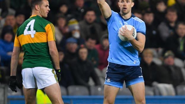 Paul Mannion of Dublin calls for a mark during the 2020 Allianz Football League Division 1 Round 1 match between Dublin and Kerry at Croke Park in Dublin.